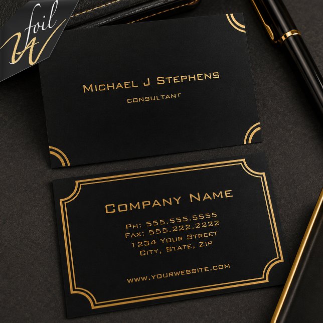 Minimalist Foil Border Business Cards (Creator Uploaded)