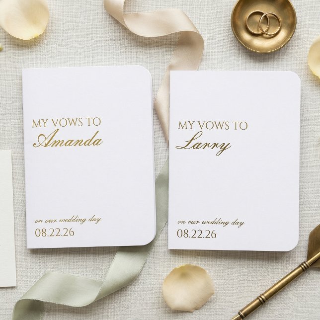 Minimalist Foil “My Vows To” Vow Books (Gold Foil Elegant Minimalist Vow Books)
