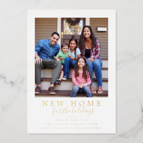Minimalist Foil New Home For The Holidays Photo Foil Holiday Card