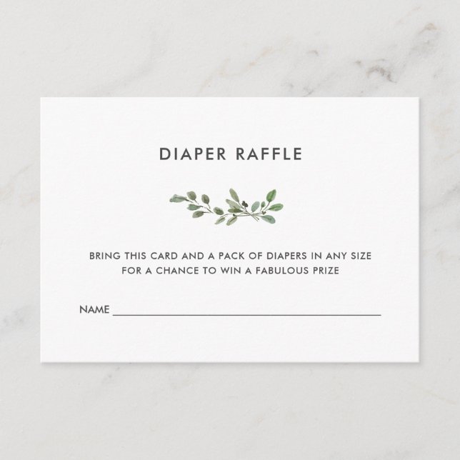Minimalist Foliage | Baby Shower Diaper Raffle Enclosure Card (Front)