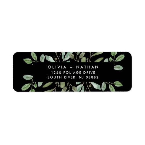 Minimalist Foliage Black  Wedding Label