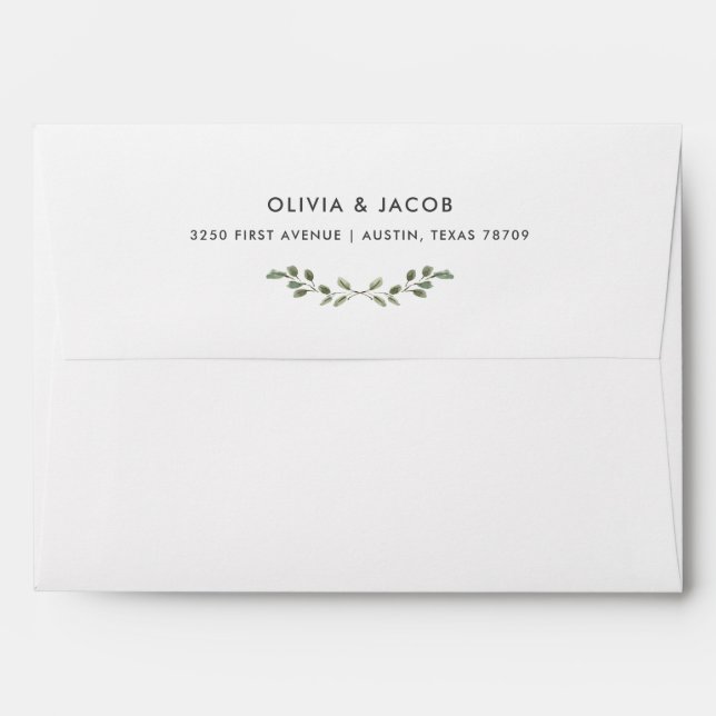 Minimalist Foliage | Dark Gray Inside Wedding Envelope (Back (Top Flap))