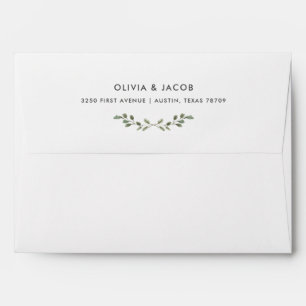 Minimalist Foliage Dark Gray Inside Wedding Envelope