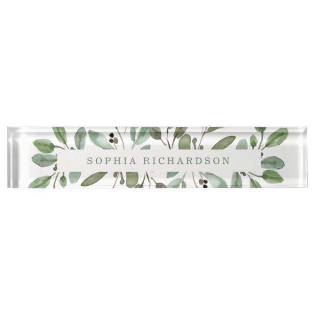 Minimalist Foliage Desk Name Plate (Front)