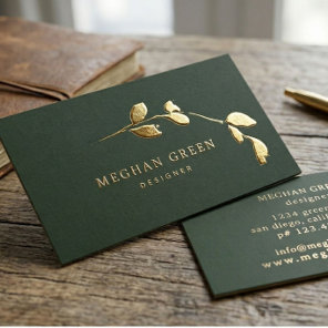 Minimalist Foliage Emerald Business Card