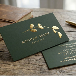 Minimalist Foliage Emerald Business Card