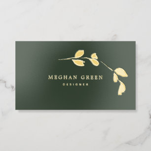 Minimalist Foliage Emerald Business Card