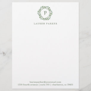 Minimalist Foliage Monogram Letterhead
