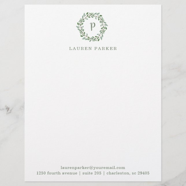 Minimalist Foliage | Monogram Letterhead (Front)
