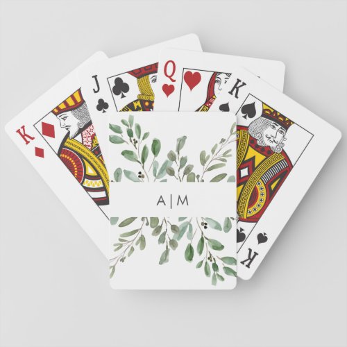 Minimalist Foliage  Monogram Poker Cards