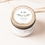 Minimalist Foliage | Monogram Wedding Classic Round Sticker<br><div class="desc">These trendy botanical wedding stickers feature a simple,  minimalist branch of watercolor green leaves with your initials or monogram on a clean white background.</div>