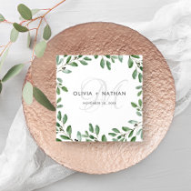 Minimalist Foliage | Monogram Wedding Napkins