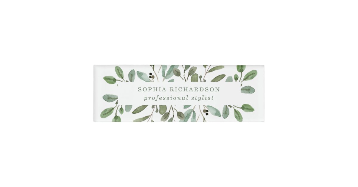 Minimalist Foliage Name Tag Zazzle