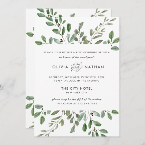 Minimalist Foliage  Post Wedding Brunch Invitation