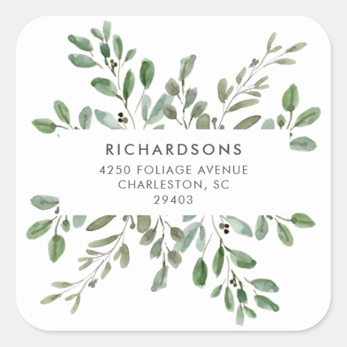Minimalist Foliage  Return Address Square Sticker