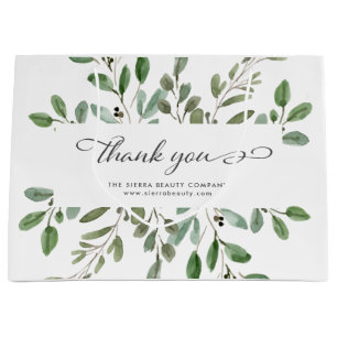 Minimalist Foliage Thank You Retail Shopping Bag