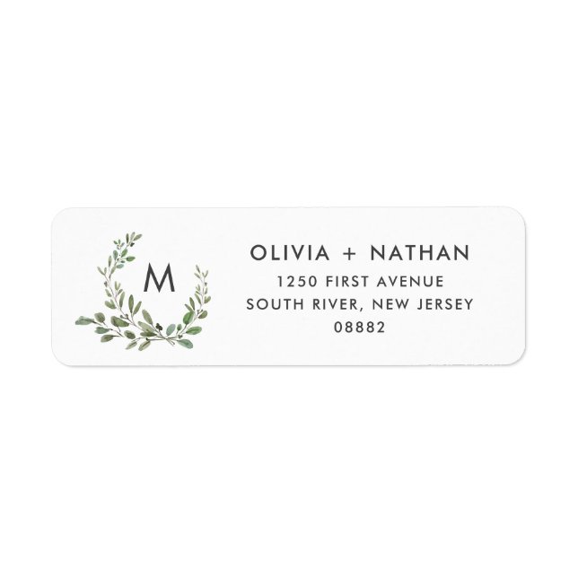 Minimalist Foliage | Wedding Monogram Label (Front)
