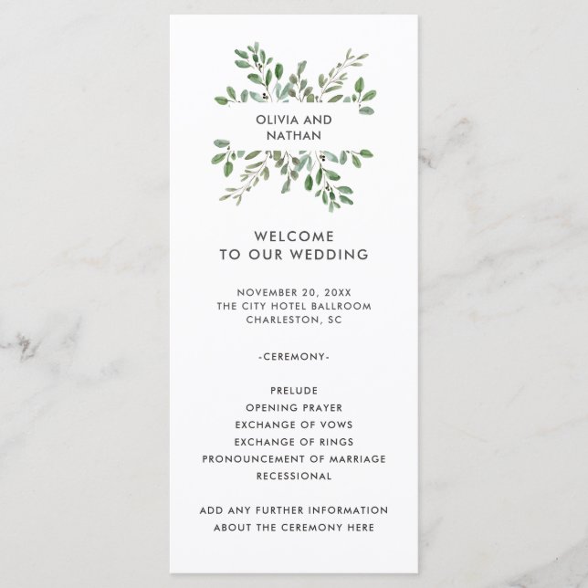Minimalist Foliage | Wedding Program (Front)