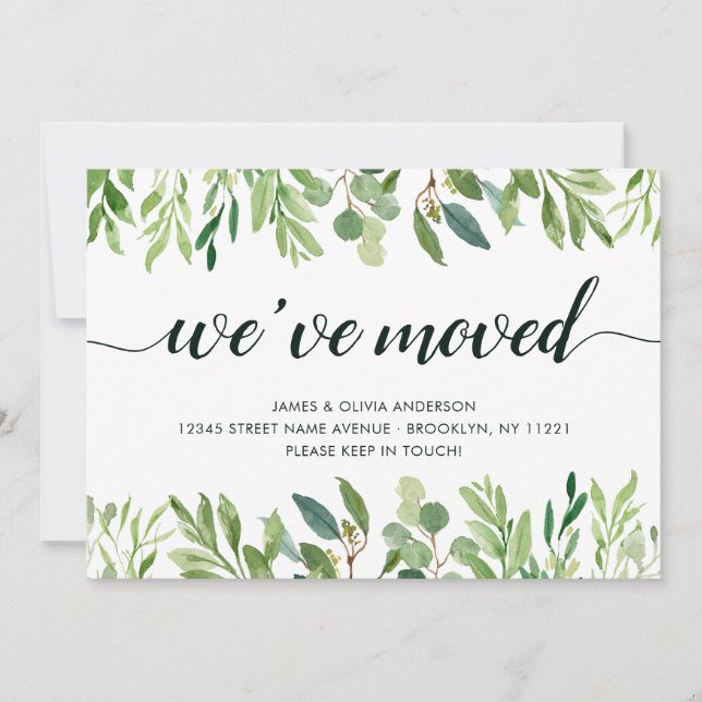 Minimalist Foliage We've Moved New Address Moving Announcement (Front)