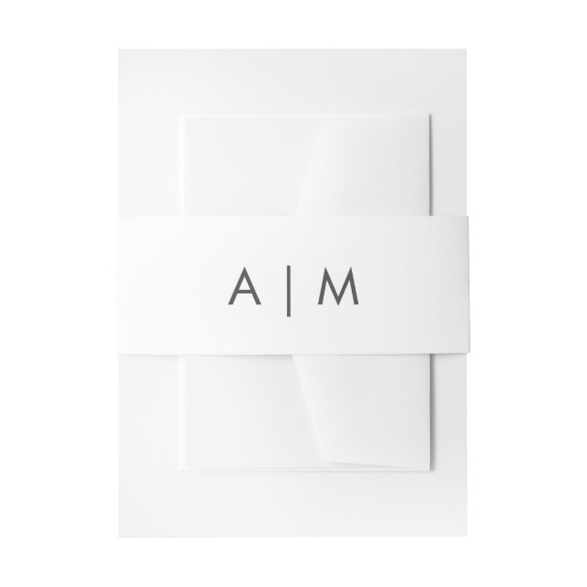 Minimalist Foliage | White Wedding Monogram Invitation Belly Band (Front Example)