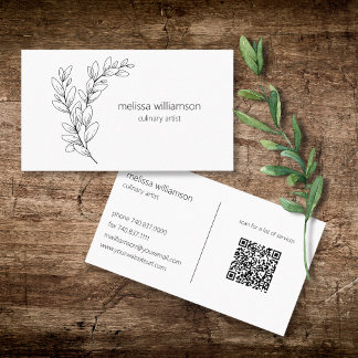 Minimalist Foliage with QR Code  Business Card