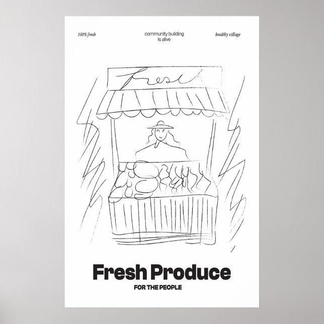 Minimalist Food Market Print Farm Stand Line (Front)