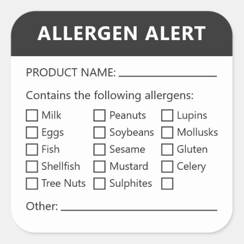Minimalist Food Safety Allergen Info Warning Square Sticker