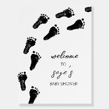 Minimalist Footprints Baby Shower Welcome Sign