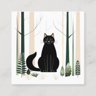 Minimalist Forest Cat is a new breed of cat that w Square Business Card
