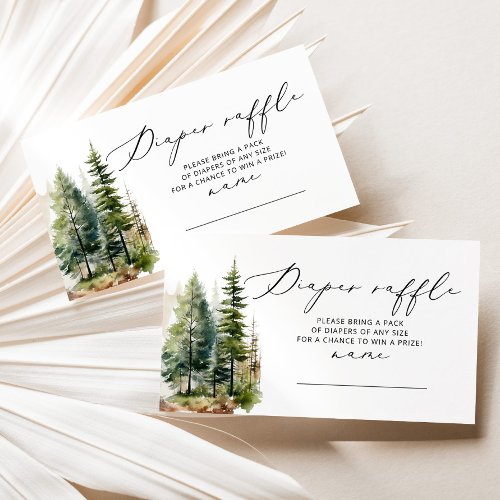 Minimalist forest Diaper raffle ticket Enclosure Card