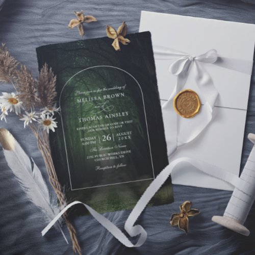 Minimalist Forest Elegant Budget Qr Code Wedding Invitation