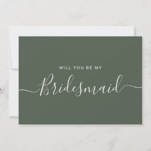 Minimalist Forest Green Bridesmaid Proposal Invitation