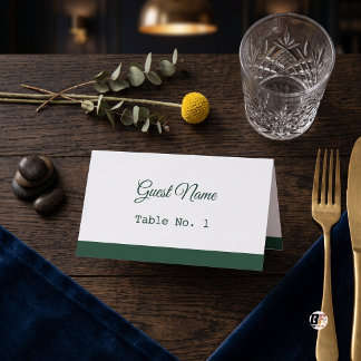 Minimalist Forest Green Classic Typography Place Card