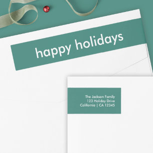 Minimalist Forest Green Holiday Return Address Wrap Around Label