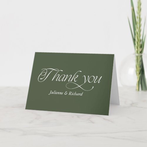 Minimalist Forest Green Photo Thank You Card