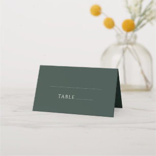 Minimalist Forest Green Simple Classic Wedding Place Card