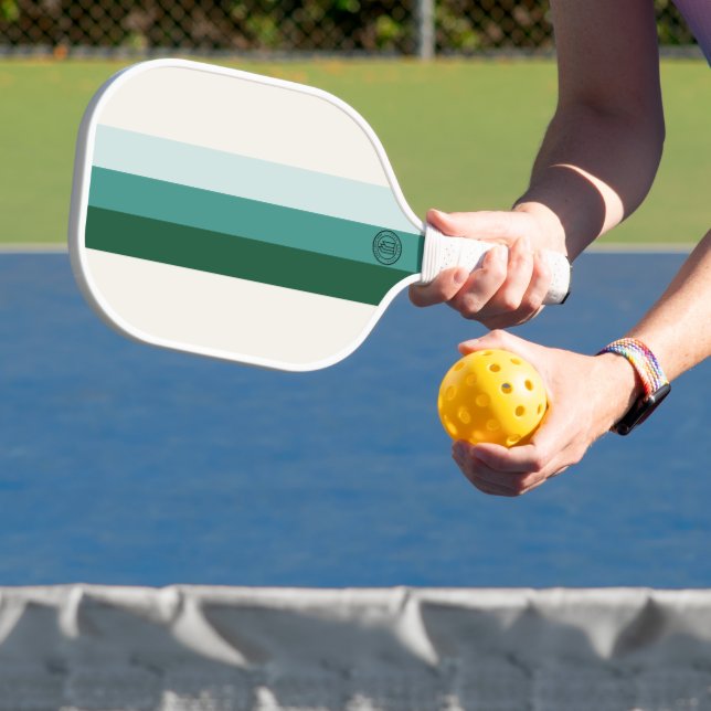 Minimalist Forest Green Stripes Carbon Fiber Pickleball Paddle (Insitu)