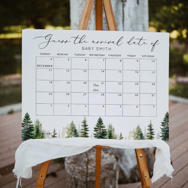 Minimalist forest Guess the Due date calendar Poster (Creator Uploaded)