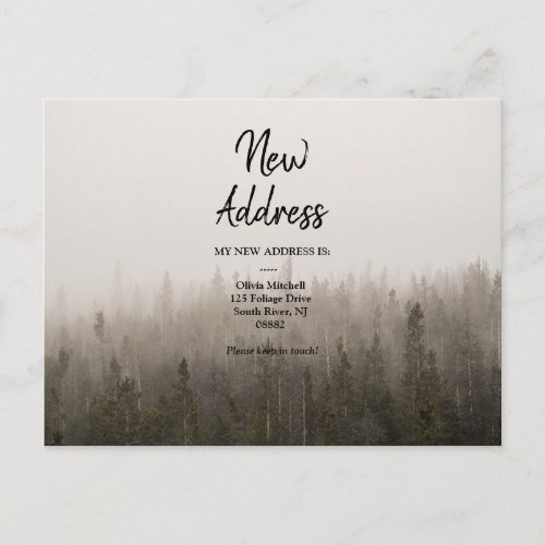 Minimalist Forest Misty Landscape Announcement Postcard