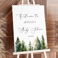 Minimalist forest pine trees Baby Shower Welcome