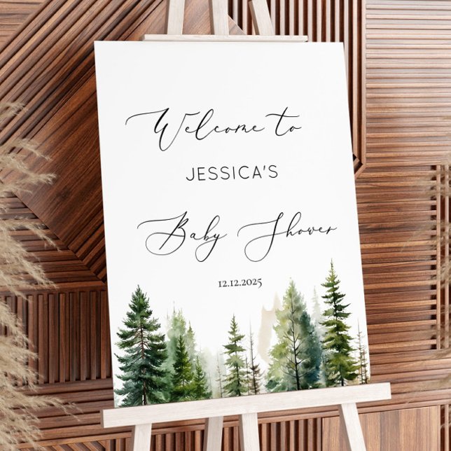 Minimalist forest pine trees Baby Shower Welcome Foam Board (Creator Uploaded)