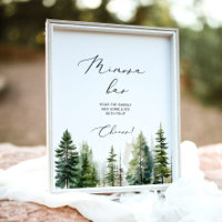 Minimalist forest pine trees mimosa bar sign