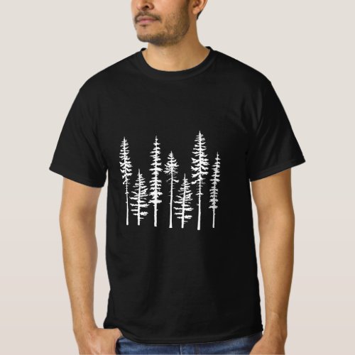 Minimalist Forest Pine Trees Nature Woods Graphic T_Shirt