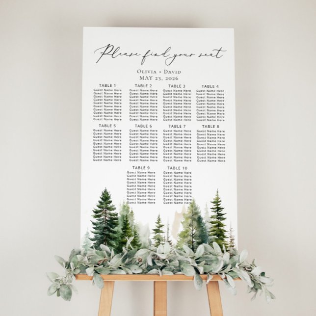 Minimalist forest pine trees wedding seating chart foam board (Creator Uploaded)