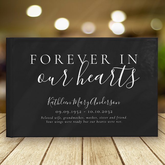 Minimalist Forever in Our Hearts Memorial Funeral  Guest Book (Creator Uploaded)