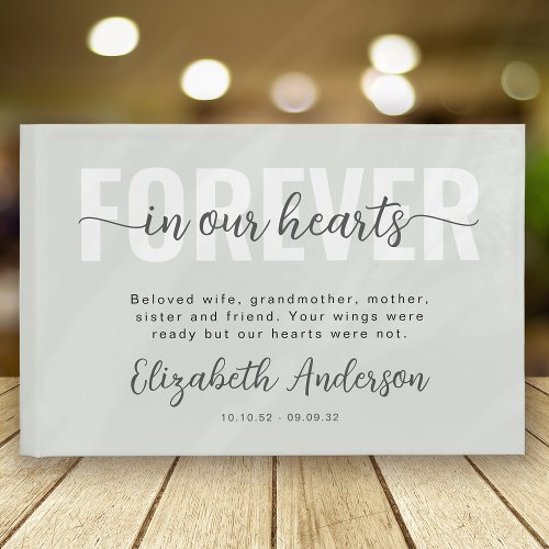 Minimalist Forever in Our Hearts Memorial Funeral  Guest Book