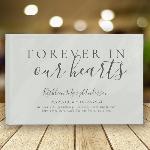 Minimalist Forever in Our Hearts Memorial Funeral  Guest Book