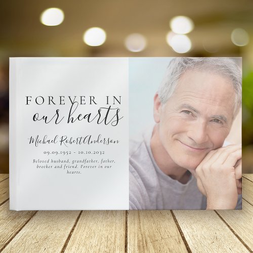 Minimalist Forever in Our Hearts Photo Funeral  Gu Guest Book