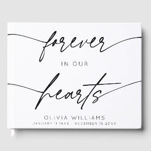 Minimalist Forever In Our Hearts Simple Script Guest Book