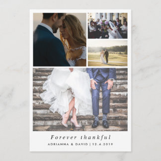 Minimalist Forever Thankful Couple Photo Wedding Thank You Card